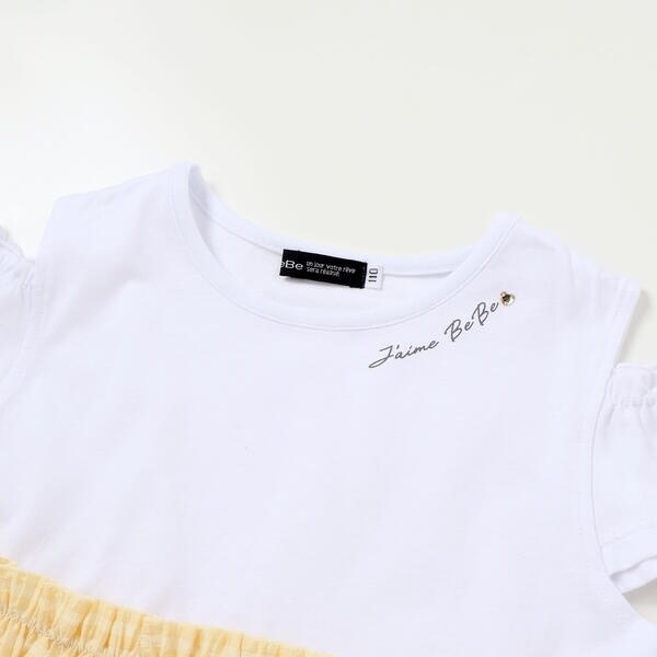 ベベ（BeBe）/シアーチェックドッキング肩開きワンピース(90~150cm)_10