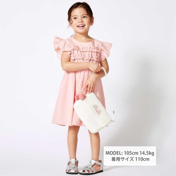 ベベ（BeBe）/ドットドビーフリルギャザーワンピース(90~140cm)_5