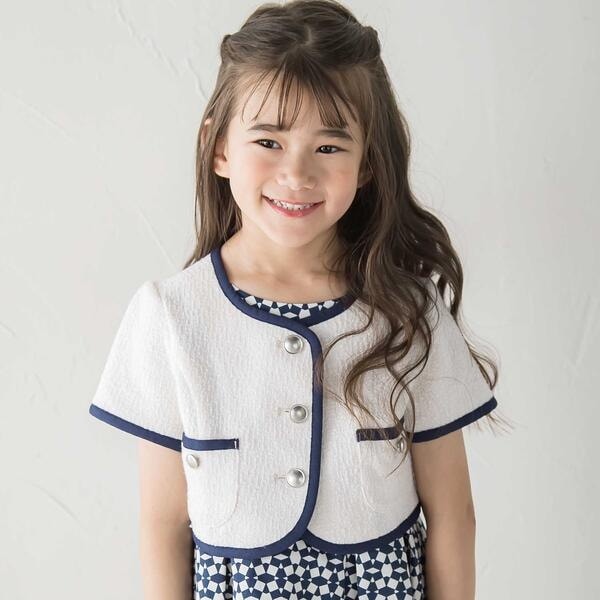 【NEW】ベベ（BeBe）/ツイードパイピングショートジャケット(100~150cm) 8,712円