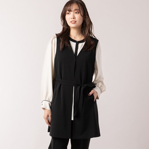 ピサーノ（PISANO）/ウエストリボン付き・Ｖネックロングジレの通販はベスト