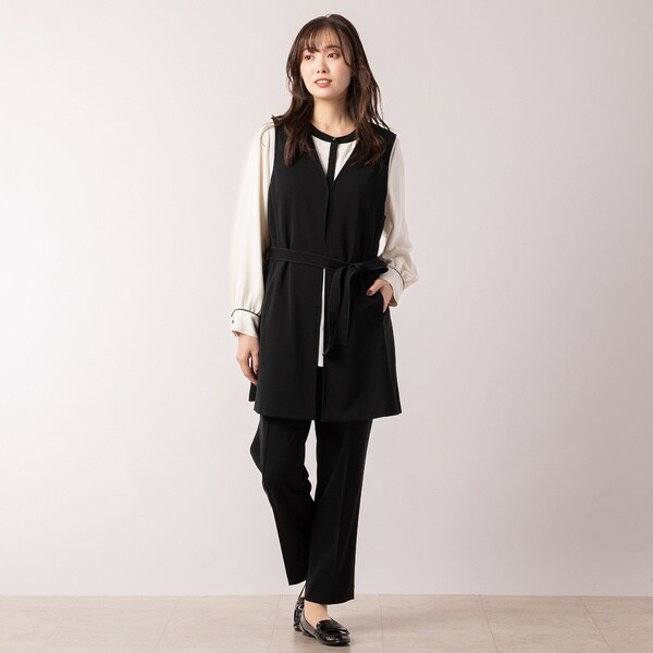 ピサーノ（PISANO）/ウエストリボン付き・Ｖネックロングジレの通販は