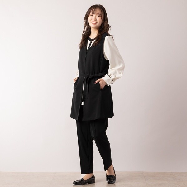 ピサーノ（PISANO）/ウエストリボン付き・Ｖネックロングジレの通販は