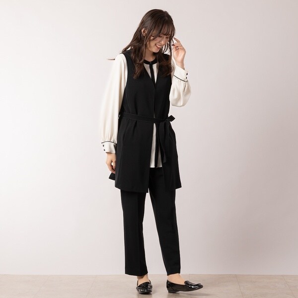 ピサーノ（PISANO）/ウエストリボン付き・Ｖネックロングジレの通販は