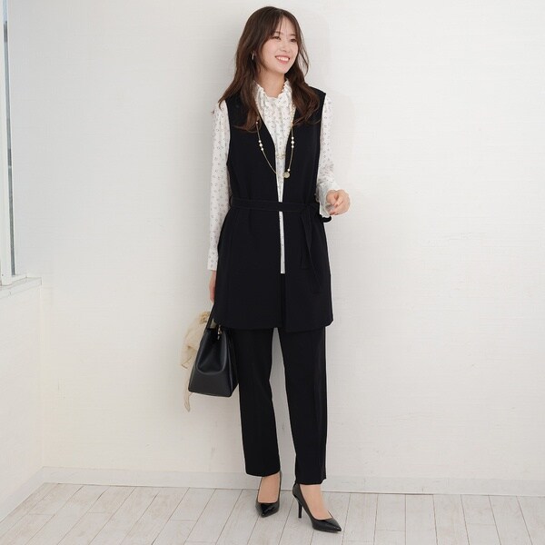 ピサーノ（PISANO）/ウエストリボン付き・Ｖネックロングジレの通販は