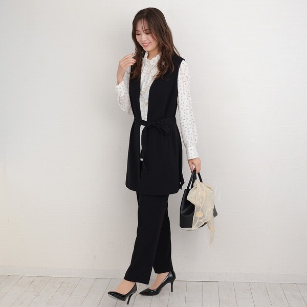 ピサーノ（PISANO）/ウエストリボン付き・Ｖネックロングジレの通販は