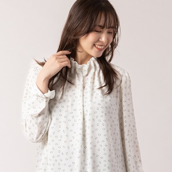 ピサーノ（PISANO）/幾何プリント・ギャザーネックブラウスの通販は