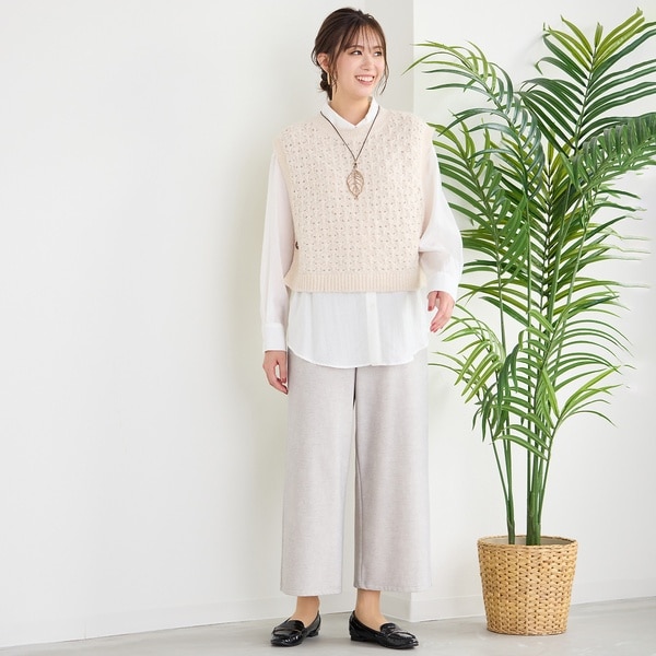 ピサーノ（PISANO）/【アンサンブル】ニットジレ×ストライプシャツ