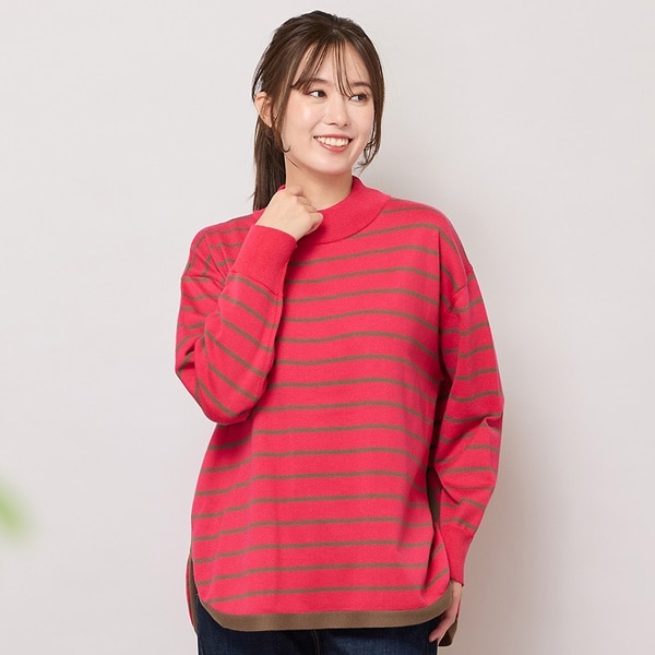 ピサーノ（PISANO）/ハイネックボーダー柄ニットトップ