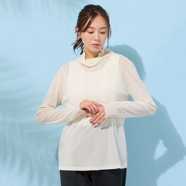 【NEW】ピサーノ（PISANO）/【手洗いOK】チュールフロッキー・ボトルネックカットソー