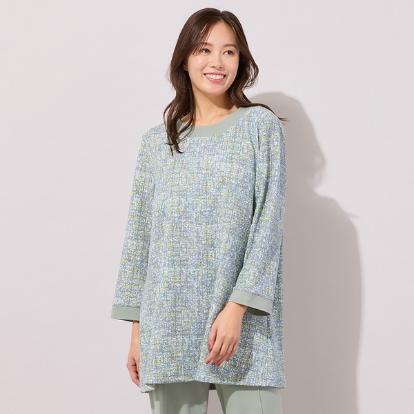 【NEW】ピサーノ（PISANO）/【手洗いOK】DJニット・フレアーシルエットチュニックカットソー