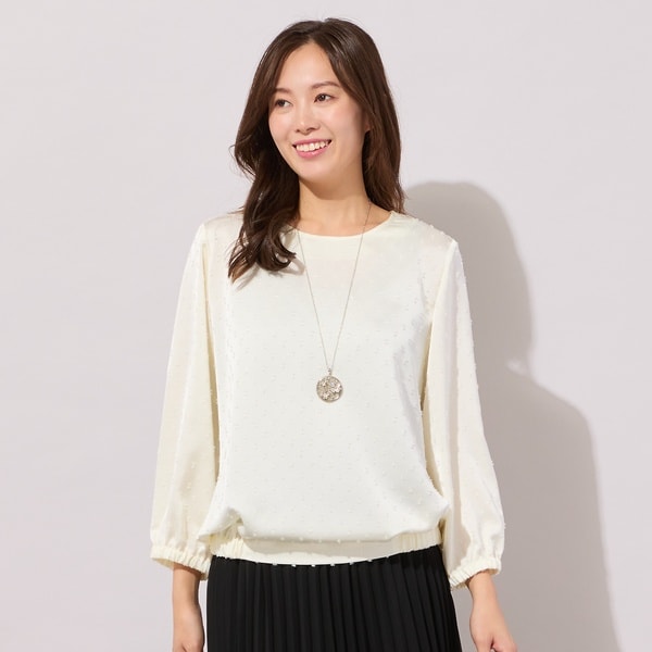 【NEW】ピサーノ（PISANO）/【手洗いOK】ドビーサテン・ギャザーブラウス