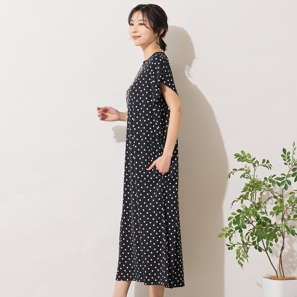 ピサーノ（PISANO）/【手洗いOK】ドットプリント・パワーショルダーサックワンピース_1