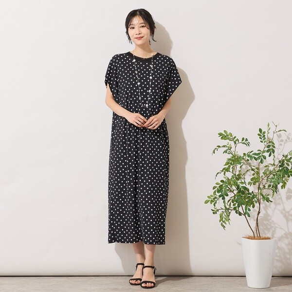 ピサーノ（PISANO）/【手洗いOK】ドットプリント・パワーショルダーサックワンピース_3