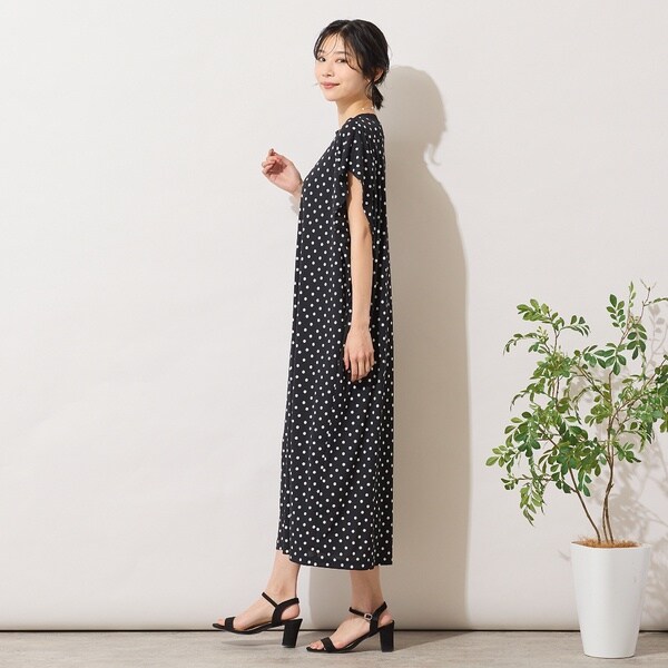 ピサーノ（PISANO）/【手洗いOK】ドットプリント・パワーショルダーサックワンピース_6