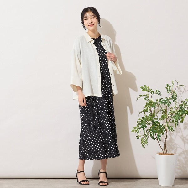 ピサーノ（PISANO）/【手洗いOK】ドットプリント・パワーショルダーサックワンピース_8