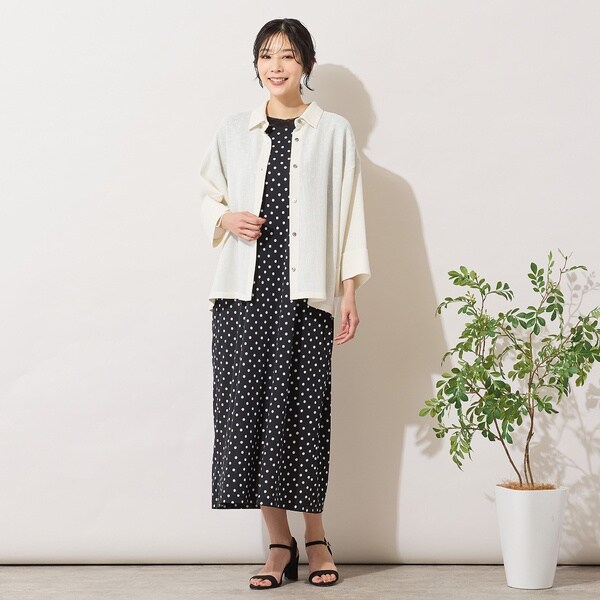 ピサーノ（PISANO）/【手洗いOK】ドットプリント・パワーショルダーサックワンピース_9
