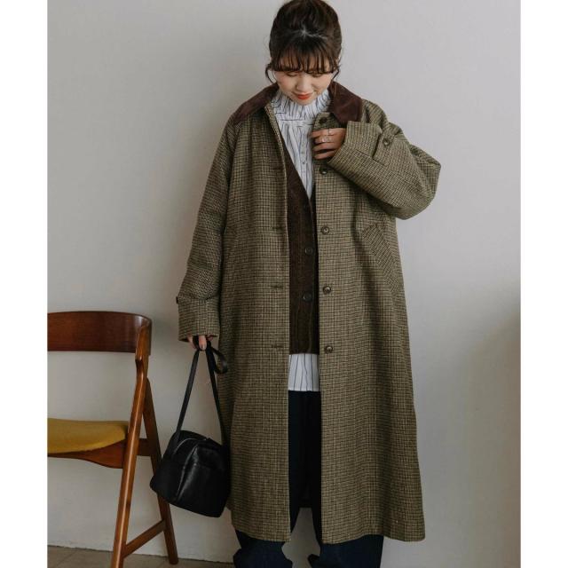 プードゥドゥ POU DOU DOU 冬はアウターでおしゃれを 優しげカラー フェイク ムートン ショート丈 コート M フラノ×キルティングボリュームコート | プードゥドゥ(POU DOU DOU