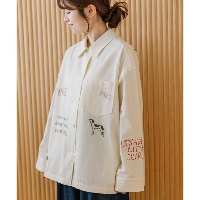 プードゥドゥ（POU DOU DOU）/JOiEランダムロゴ刺繍シャツジャケット