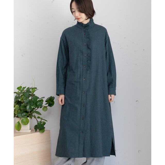 プードゥドゥ（POU DOU DOU）/ビエラチェックフリル使いシャツワンピース