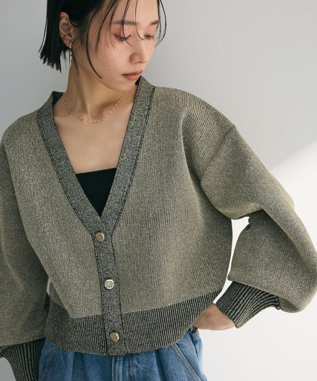【NEW】グリーンパークス（Green Parks）/・ELENCARE DUE ラメVネックカーディガンの通販は 5,005円