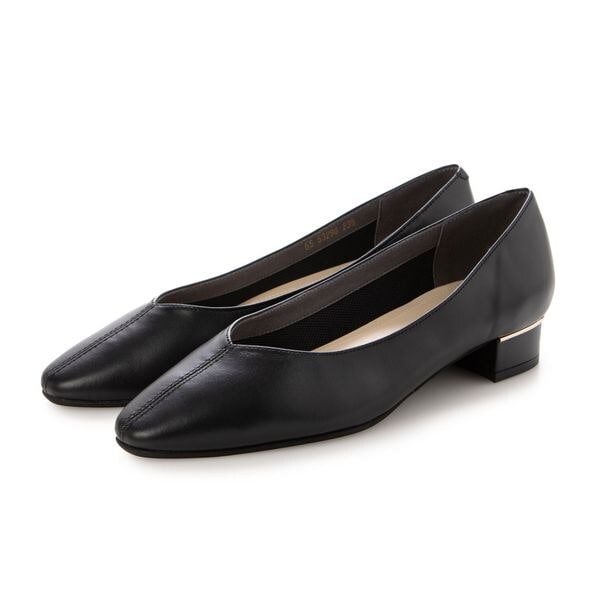 【美品】Riz raffinee エナメルパンプス　ビジネスシューズ　冠婚葬祭 美品 リズラフィーネ パンプス ブラック 22.5 ミドルヒール 冠婚