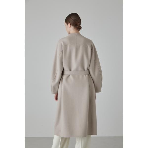 【ADORE】アドーア＊ノーカラーコート　ロングコート　ベージュ　ウール　36 Fashion] ファッション 【ADORE】アドーア＊ノーカラーコート