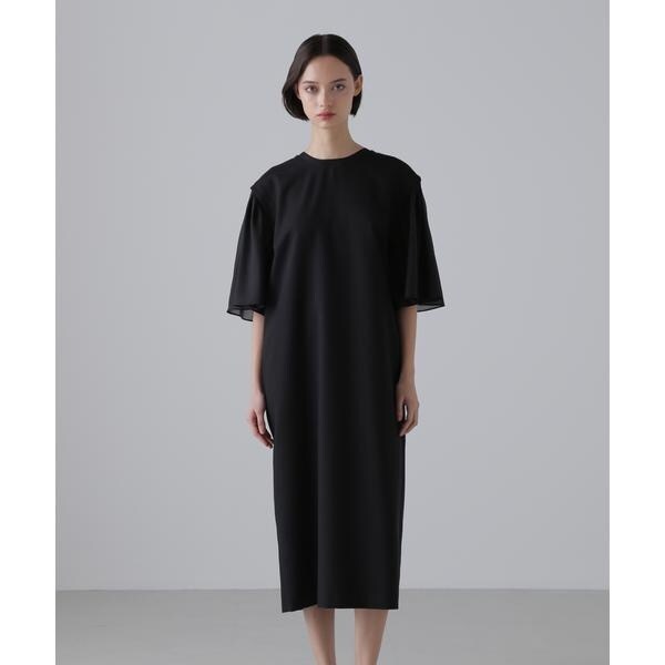 レディース ワンピース 長袖 ランタンスリーブ ロング丈 バタフライ 蝶