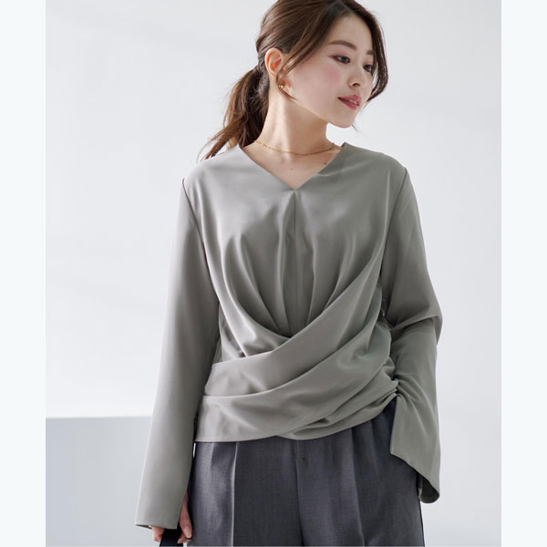 ユアーズ（ur’s）/【尾崎真衣さんコラボアイテム】2wayスリットスリーブカシュクールブラウスの通販は