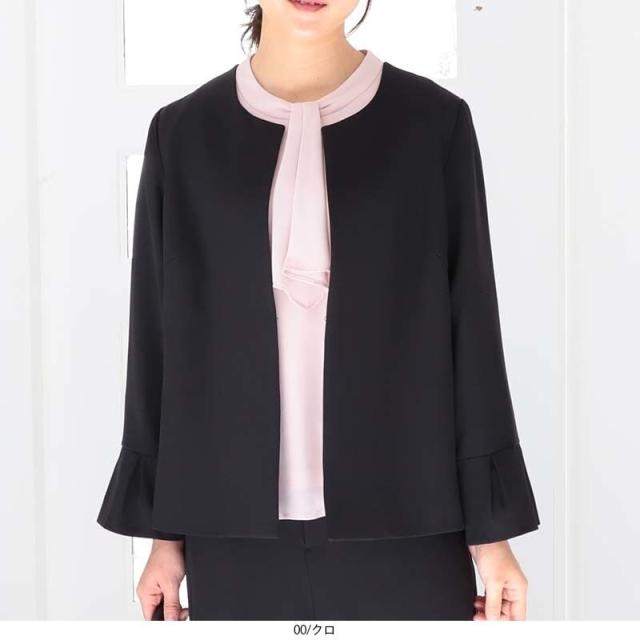 フルールbyミントブリーズ（fleur by mint breeze）/【大きいサイズ】サテン ノーカラー ジャケット