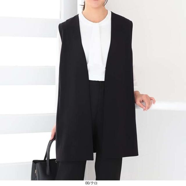 フルールbyミントブリーズ（fleur by mint breeze）/【大きいサイズ】サテン ノーカラー ジレ