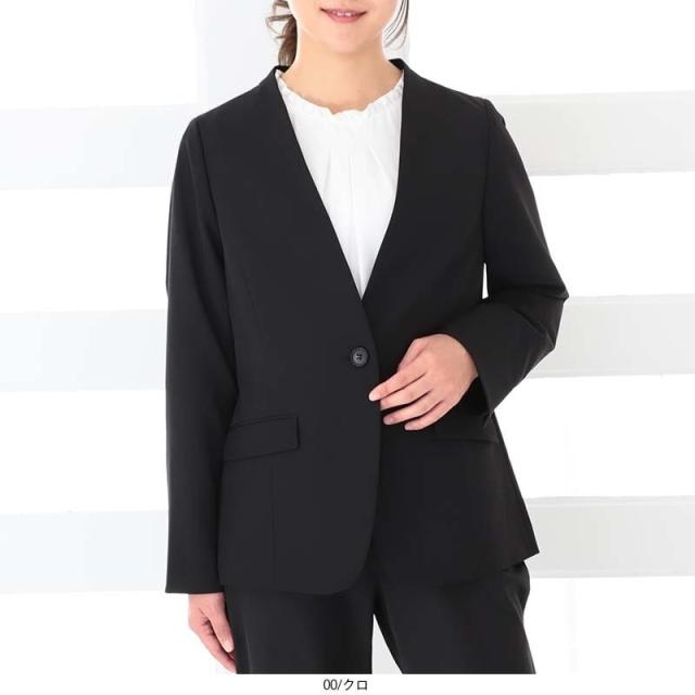 フルールbyミントブリーズ（fleur by mint breeze）/【大きいサイズ】【セットアップ/ウォッシャブル】 ノーカラー ジャケット