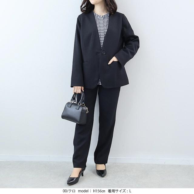 フルールbyミントブリーズ（fleur by mint breeze）/【大きいサイズ】【セットアップ・多機能】ウール調シャークパイピングノーカラー…_2