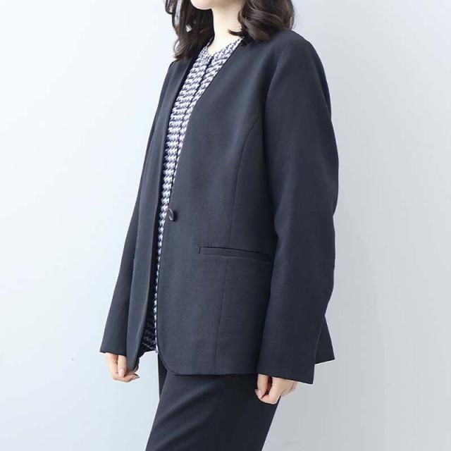 フルールbyミントブリーズ（fleur by mint breeze）/【大きいサイズ】【セットアップ・多機能】ウール調シャークパイピングノーカラー…_7