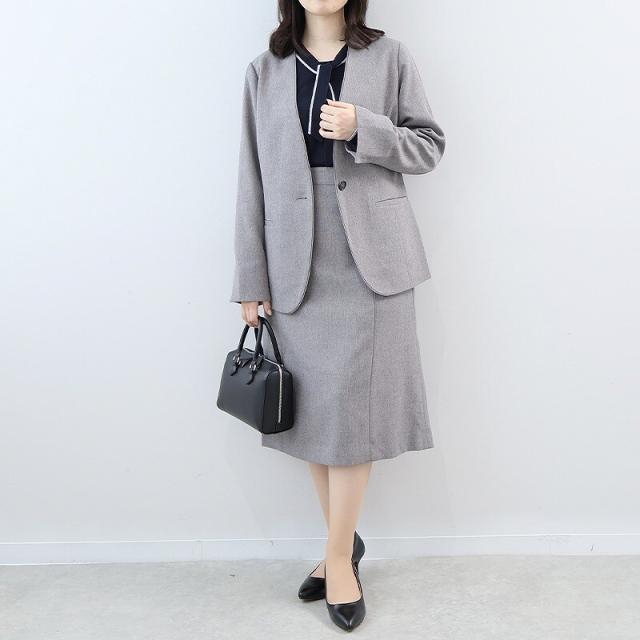 フルールbyミントブリーズ（fleur by mint breeze）/【大きいサイズ】【セットアップ・多機能】ウール調シャークパイピングノーカラー…_10