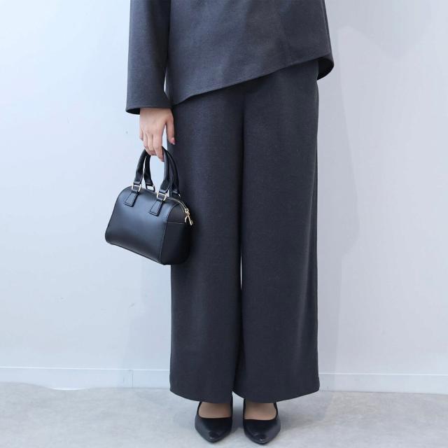 【NEW】フルールbyミントブリーズ（fleur by mint breeze）/【大きいサイズ】【セットアップ】柔らかニットツイルワイドパンツ