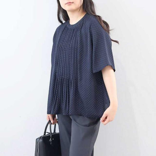 フルールbyミントブリーズ（fleur by mint breeze）/【大きいサイズ】【多機能】さらさらジョーゼットフロントプリーツブラウス_2