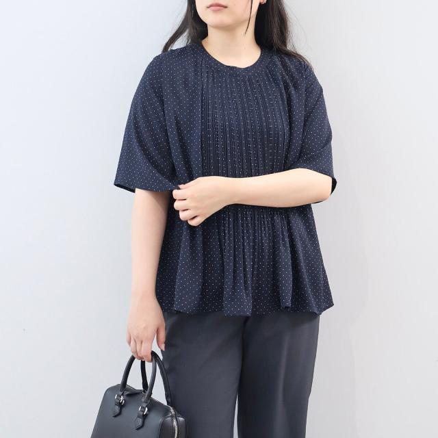 フルールbyミントブリーズ（fleur by mint breeze）/【大きいサイズ】【多機能】さらさらジョーゼットフロントプリーツブラウス_11