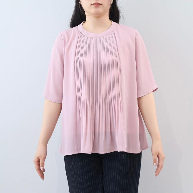フルールbyミントブリーズ（fleur by mint breeze）/【大きいサイズ】【多機能】さらさらジョーゼットフロントプリーツブラウス_12