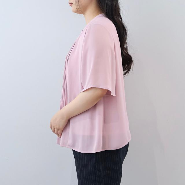 フルールbyミントブリーズ（fleur by mint breeze）/【大きいサイズ】【多機能】さらさらジョーゼットフロントプリーツブラウス_13