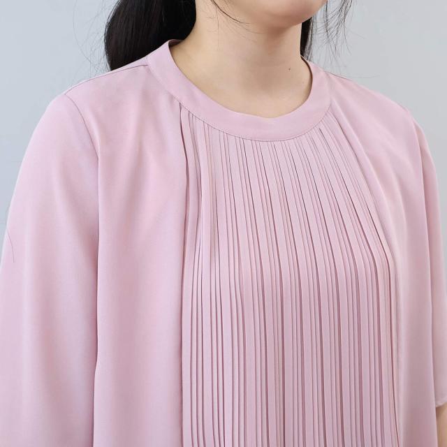フルールbyミントブリーズ（fleur by mint breeze）/【大きいサイズ】【多機能】さらさらジョーゼットフロントプリーツブラウス_15