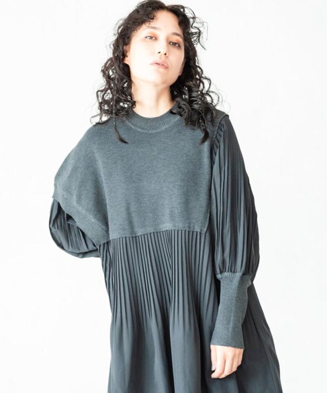 オズモーシス（OSMOSIS）/ニット切替プリーツプルオーバー