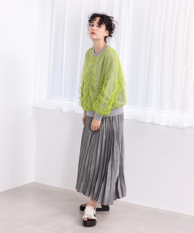 オズモーシス] 2WAYチュールギャザーニットカーディガン 2WAYライン