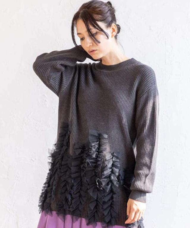 オズモーシス（OSMOSIS）/チュールフリルニットプルオーバー