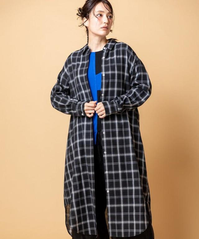 オズモーシス（OSMOSIS）/2WAYチェックロングシャツブラウス
