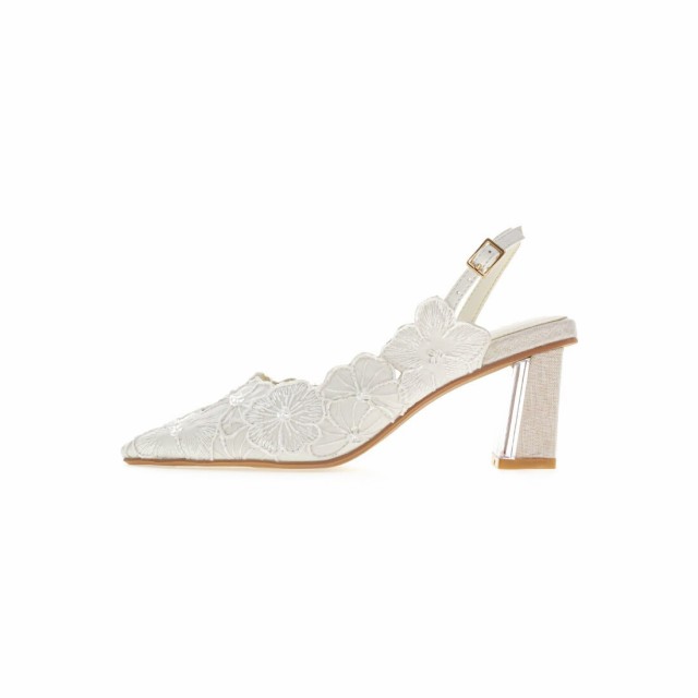 ランダ RANDA フラワーカットミュールパンプス （IVORY