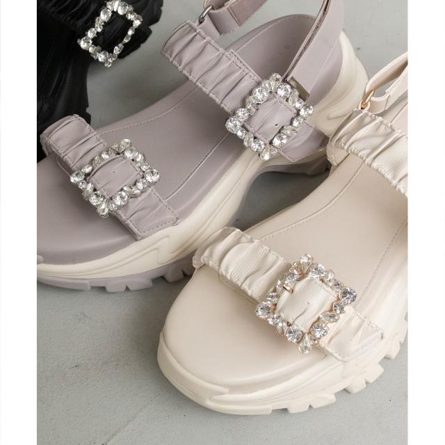 ランダ（RANDA）/ビジュー×ギャザーベルトスポーツサンダル