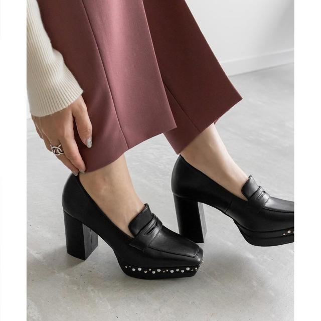 美品　ランダ　RANDA ニットドッキングブーツ　ローファー　ビジュ　パール　M シューズレディース・パンプス・アパレルの通販 RANDA公式サイト