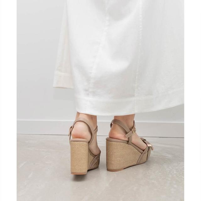ランダ（RANDA）/【22．5−25．5】ステッチ×リボン ウェッジサンダルの