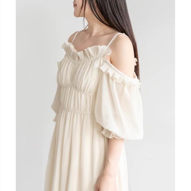 RANDA プリーツフリル2WAYシフォンワンピース クリーム 1 プリーツフリル2WAYシフォンワンピースRANDA公式サイト