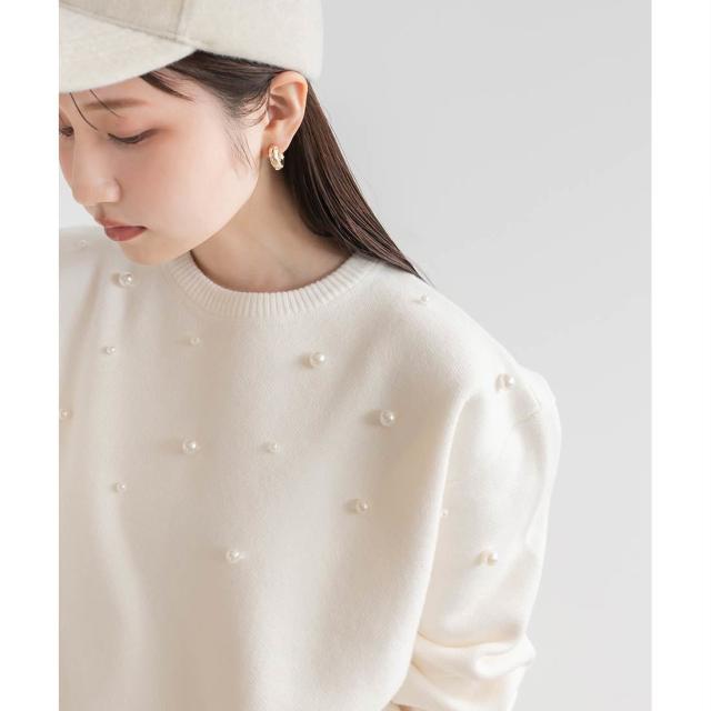 ランダ（RANDA）/＜24秋冬新作＞【選べる丈感】パール付きスウェットライクニット 5,009円